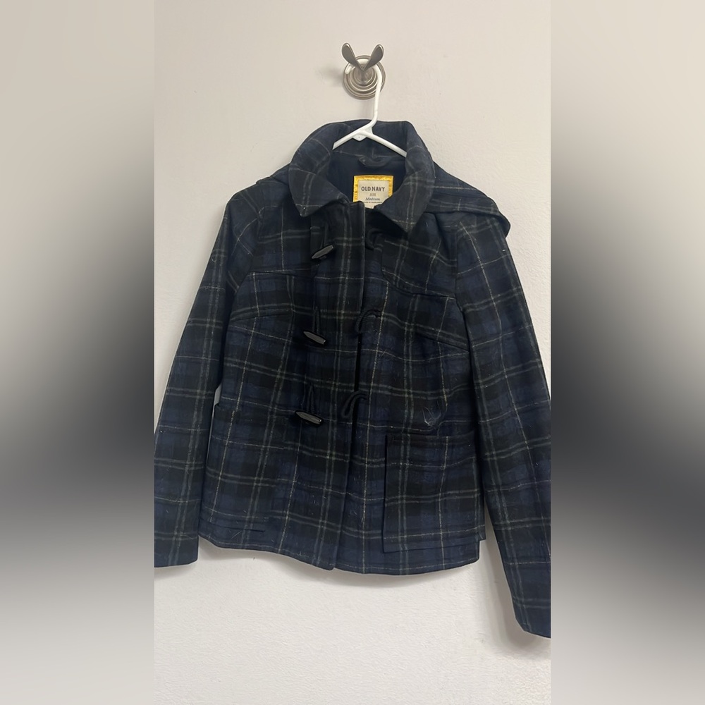 Old Navy Plaid Pea Coat